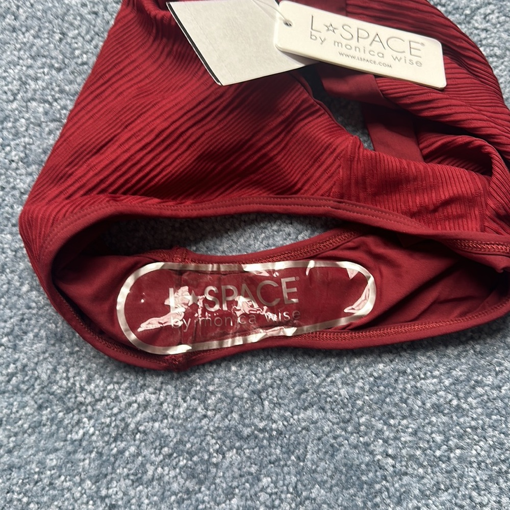 NWT L*Space Ribbed Frenchi Bikini Bottom in Sangria / Red (Size: M) - Picture 6 of 7